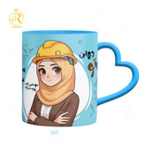 تصویر ماگ تبریک روز خانم مهندس دسته قلبی کد 9264