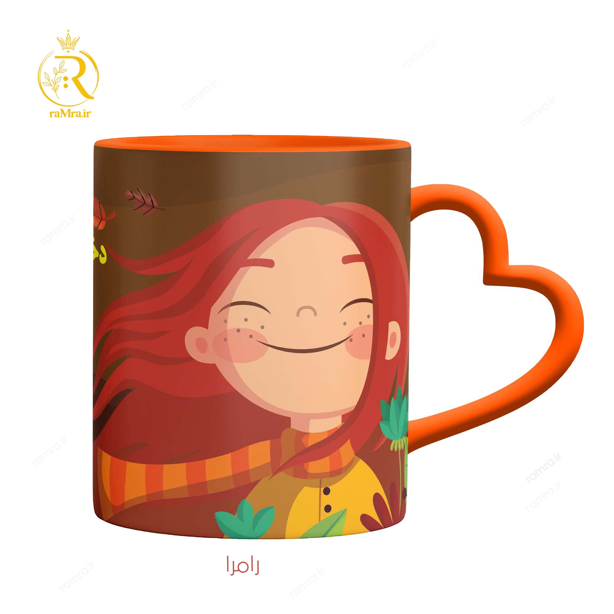 تصویر ماگ دختر آبان ماهی دسته قلبی کد 9266