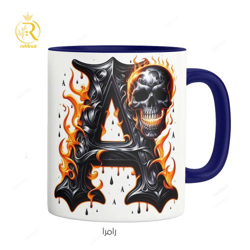 تصویر ماگ طرح حرف A دسته رنگی کد 9303