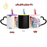 تصویر ماگ طرح خیاط دسته قلبی کد 9104