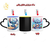 تصویر ماگ طرح استیج Stitch دسته قلبی کد 9106